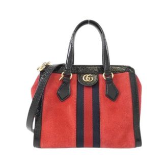 Gucci Pre-owned Handbags, female, Red, Size: ONE SIZE Pre-owned Suede Shoulder Bag