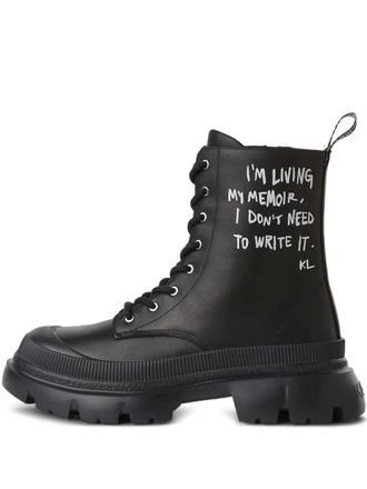 Karl Lagerfeld Veterlaarzen met graffiti-print - Zwart