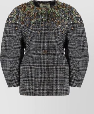 Fendi embellished tweed single breasted jacket