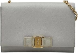 Ferragamo Pre-owned Clutches, female, Gray, Size: ONE SIZE Pre-owned Leather Shoulder Bag