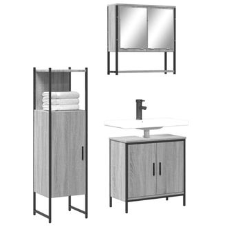 Berkfield Home 3 Piece Bathroom Furniture Set Grey Sonoma Engineered Wood