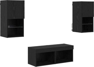 vidaXL Gabinetes De Pared Para Tv 4 Pcs Roble Negro Vidaxl