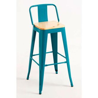 Regalos Miguel Regalos Miguel - Packs Taburetes Altos - Pack 6 Taburetes Torix Respaldo Madera Natural - Verde Azulado