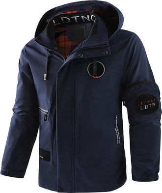 Generic Mens Waterproof Jackets Fleece Lined Thick Warm Jacket Windproof Windbreaker with Hood Smart Casual Spring Jackets for Men UK Heavy Classic Comfy Over