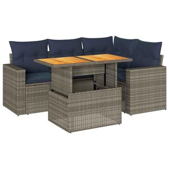 vidaXL Vidaxl - Set Divano Da Giardino 5 Pz Con Cuscini Grigio In Polyrattan