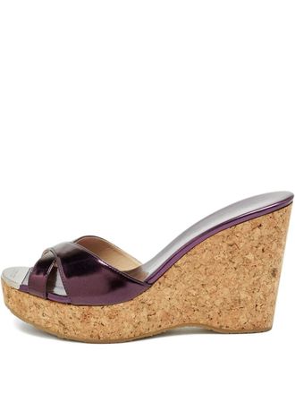 Jimmy Choo London Perfume purple wedge sandals - women - Patent Calf Leather/Patent Calf Leather/Rubber - 40