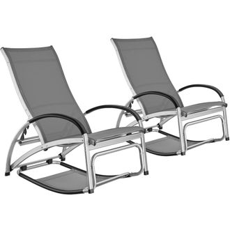 TecTake Sun Lounger Avignon - 2 in 1 functions, adjustable backrest in Dark Grey | Size: 2 Seater