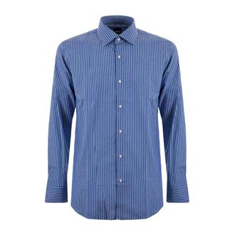 HUGO BOSS H-Hank Kent Overhemd - Heren - Zakelijke Overhemden - Blauw - 3XS - Katoen - Overhemden