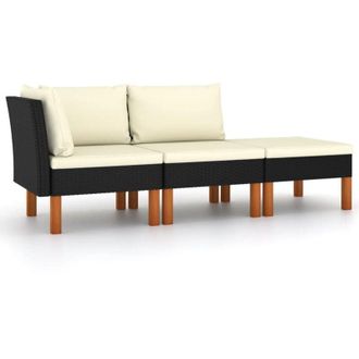 vidaXL Set di Divani da Giardino 3 pz Polyrattan Massello di Eucalipto - Vidaxl