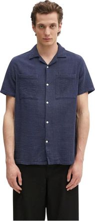 Barbour Overhemden, Heren, Blauw, L, Katoen, Benson Textured Relaxed Fit S/S Shirt