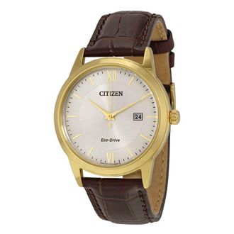 Citizen Mens Straps Eco-Drive Ivory White Dial Watch AW1232-04A