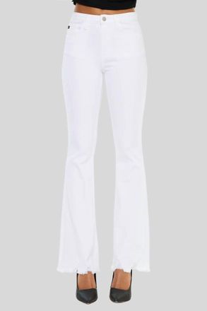 Kancan Open Pack High Rise Bootcut Jeans In White
