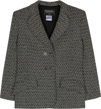 Chanel 1998 double-breasted tweed blazer - women - Viscose/Wool/Nylon/Silk/Lycra - 40 - Black
