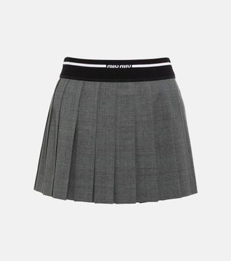 Miu Miu Pleated virgin wool mini skirt