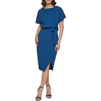 Kensie Tie Front Blouson Dress in Teal at Nordstrom Rack, Size 10