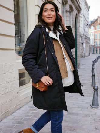 Envie de Fraise Parka &eacute;volutive 5 en 1 avec prot&egrave;ge-b&eacute;b&eacute; grossesse et post-grossesse noir