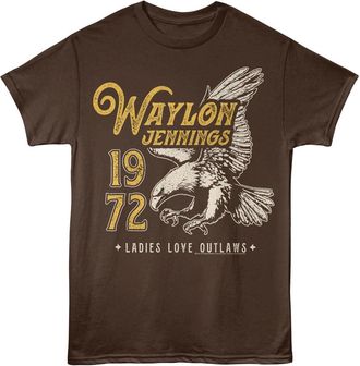 American Classics Waylon Jennings T Shirt 72 Eagle Adult Dark Chocolate Short Sleeve Country Music Retro Style Graphic Tee, Dark Chocolate, Large