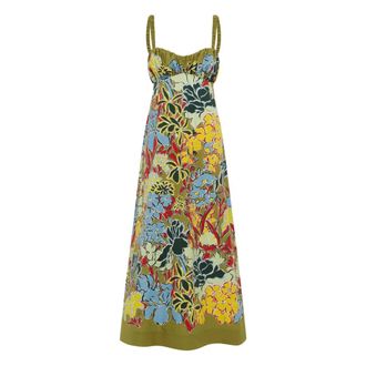 Alemais Maxi jurk met sweetheart halslijn en cut-out - Dames - Maxi kleedjes - Veelkleurig - XS - Katoen - Kleedjes