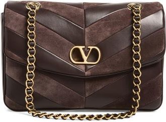 Valentino Garavani Djuna Medium Leather Shoulder Bag in Brown at Nordstrom
