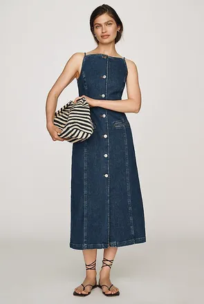Aligne Santiago Denim Button-Front Midi Dress