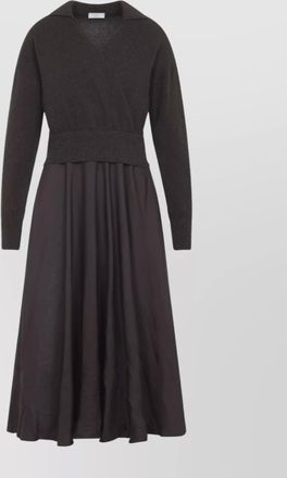 PESERICO contrast fabric flared skirt knit dress