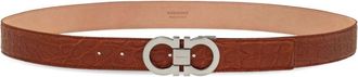 Ferragamo adjustable Gancini-buckle belt - men - Alligator - 105 - Brown