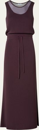 Akris Sleeveless Layered Sheer Viscose Knit Drawstring Midi Dress