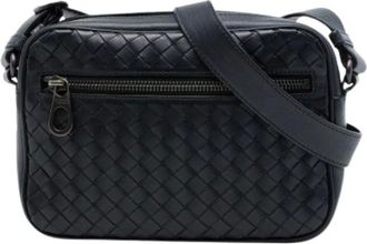Bottega Veneta Pre-owned Woven Nappa Leather Crossbody Bag - Dames - Pre-owned - Zwart - Maat: ONE Size Leer