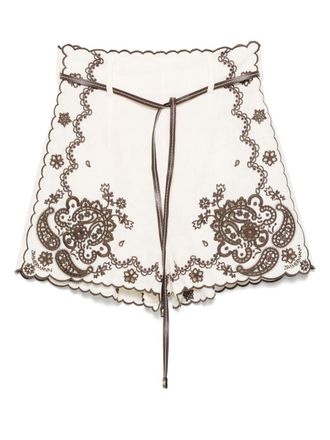 Zimmermann Ascension Embroidered Linen Shorts