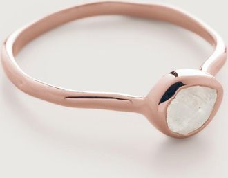 Monica Vinader Siren Moonstone Small Stacking Ring, Rose Gold Vermeil on Silver