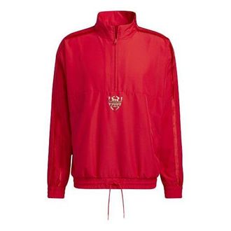 adidas Cny Dm Po Basketball Casual Sports Half Zipper Jacket Red GP0226