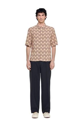 Sandro Loose-fit rope print shirt in Butter Cream at Nordstrom, Size Xx-Large