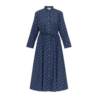 Tory Burch Cotton Shirtdress - Dames - Shirt Kleedjes - Blauw - 2XS - Katoen - Kleedjes