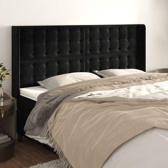 vidaXL Cabecero Con Orejas De Terciopelo Negro 163x16x118/128 Cm Vidaxl