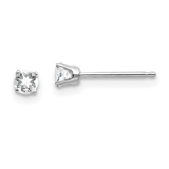 Diamond2Deal 14k White Gold 3mm White Topaz Stud Earrings