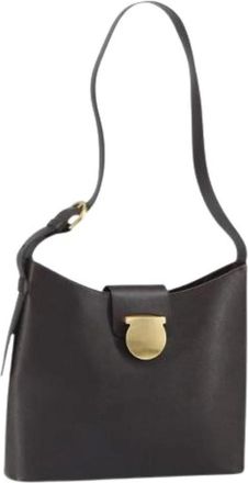 Ferragamo Pre-owned Shoulder Bags, female, Brown, Size: ONE SIZE Pre-owned Leather Shoulder Bag
