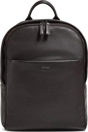 Ermenegildo Zegna Zaino con manico in pelle - Marrone