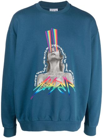 Marcelo Burlon graphic print sweatshirt - men - Cotton/Polyester - M - Blue
