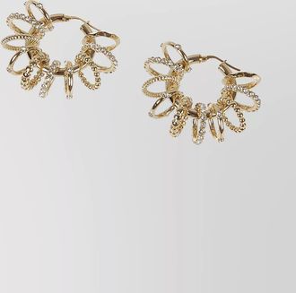 Amina Muaddi large hoop earrings with chain and crystals