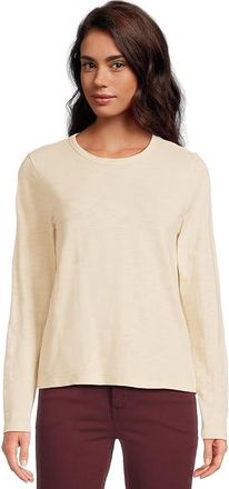 Lilla P Long Sleeve Crew Neck Womens Clothing Stone : SM, Cotton