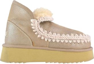 Mou Winter Boots, female, Beige, Size: 10 US Mini Eskimo Platform metallic boot