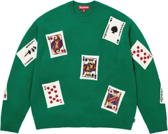 SUPREME FW25 Beaded Cards Sweater Green SUP-FW25-148-GRN