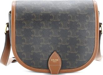 Celine Folco Bag Triomphe Coated Canvas Large crossbody bag - Bruin
