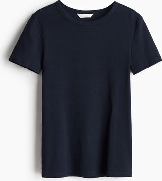 H&M Geripptes T-Shirt - Blue