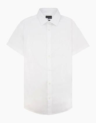 Emporio Armani Mens Emporio Armani Short-sleeved Stretch Nylon-blend Shirt Bianco - White - Size: 38/Regular