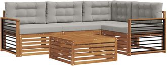 vidaXL Conjunto De Sof&aacute;s De Exterior 5 Uds. Gris Natural Y Claro Vidaxl
