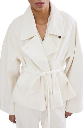 Mango Belted Denim Trench Coat in Off White at Nordstrom, Size X-Small