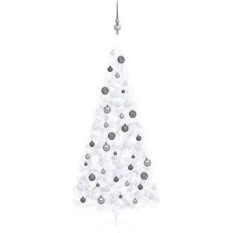 vidaXL Vidaxl - Medio &Aacute;rbol De Navidad Con Luces Y Bolas Blanco 240 Cm