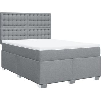 vidaXL Vidaxl - Cama Box Spring Con Colch&oacute;n Tela Gris Claro 160x200 Cm