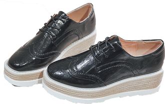 Generic Comfort Oxford Shoes for Women Girls Lace Up Platform Wedge Everyday Work Office Business Formal Dress Shoes Brogues